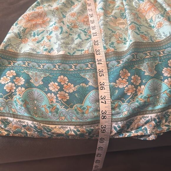 Women V-Neck Bohemian Blue Floral Print Short Summer Dress Cover Up Size 3XL NEW - Picture 11 of 14